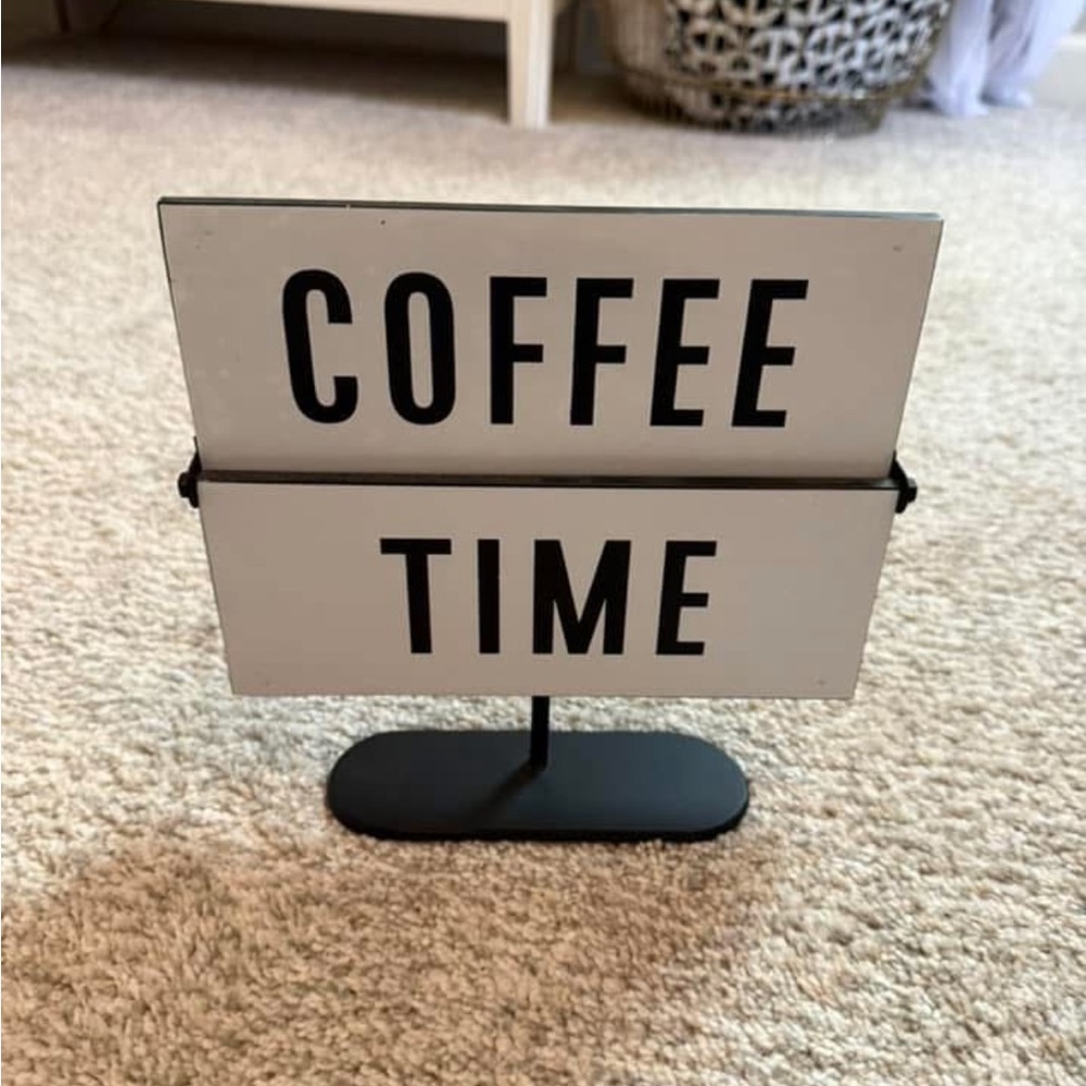 Metal Coffee Time & Wine O’clock Flip Sign